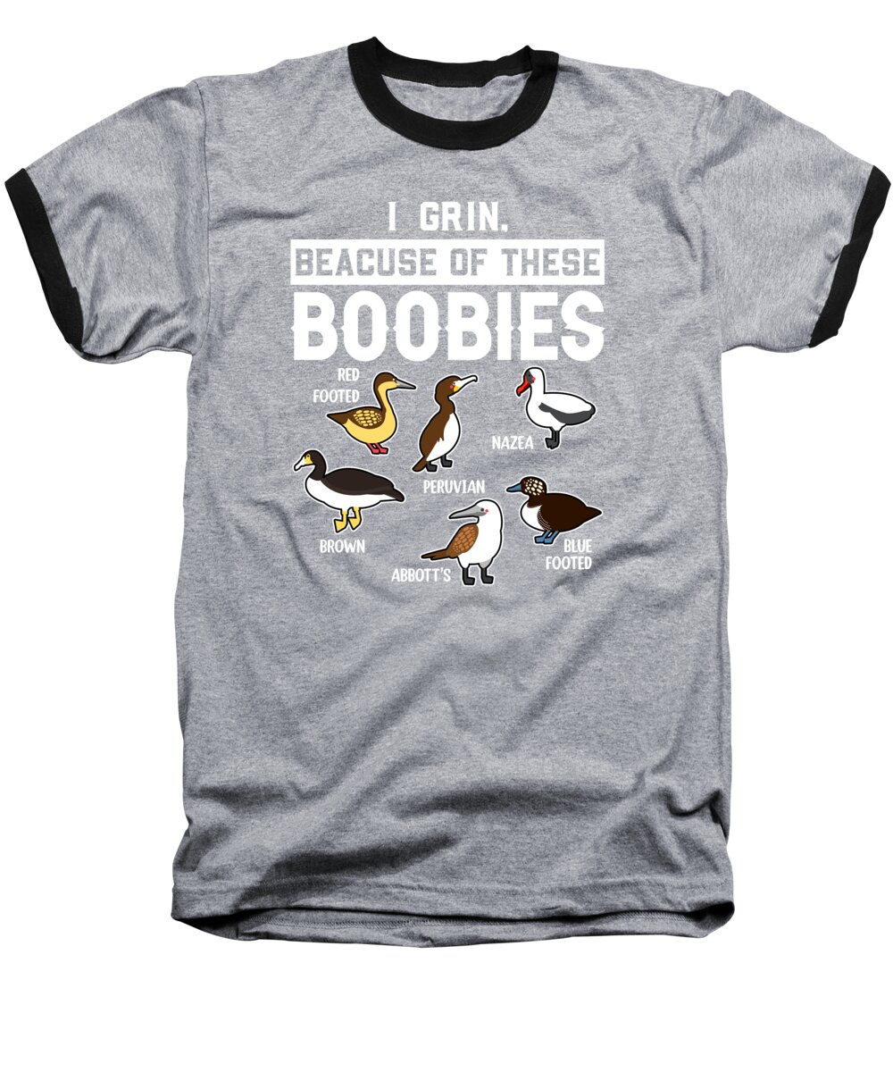 Booby Bird Baseball T-Shirt featuring the digital art Funny Booby Seabirds Collection #5 by Toms Tee Store