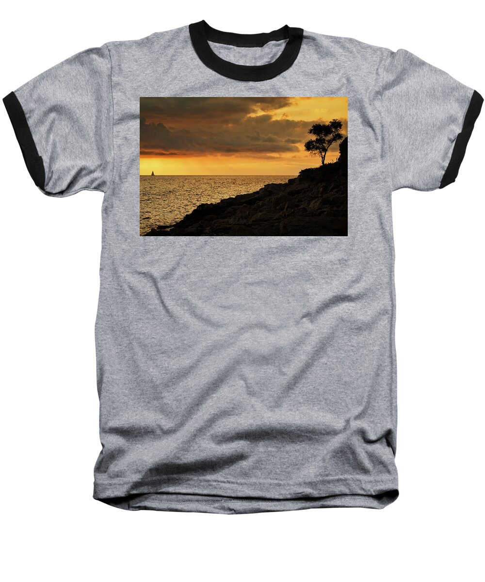 Losinj Baseball T-Shirt featuring the photograph Cunski beach and coastline, Losinj Island, Croatia #7 by Ian Middleton