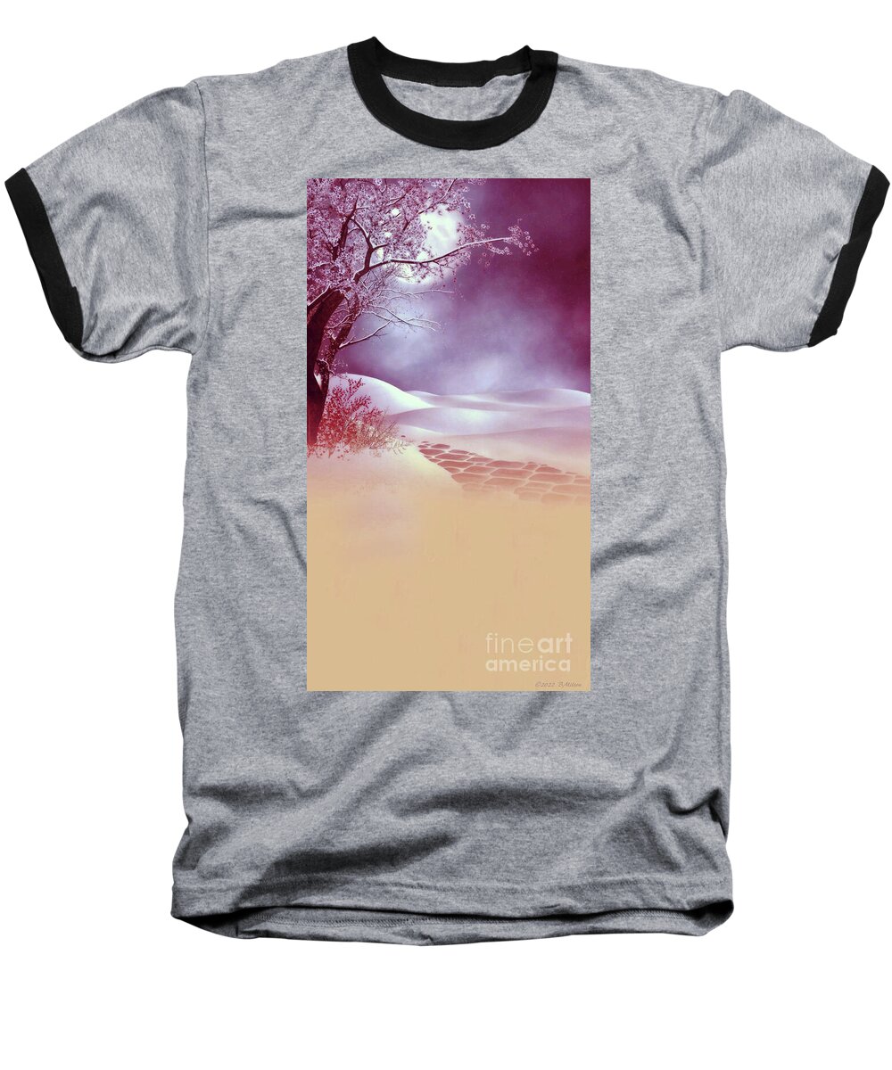  Baseball T-Shirt featuring the mixed media A Late Snow by Barbara Milton