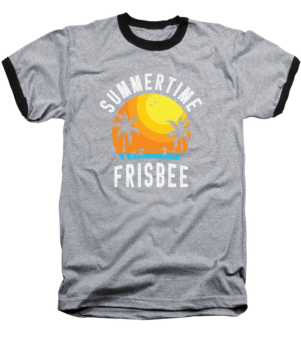 Frisbee Baseball T-Shirt featuring the digital art Frisbee Tropical Summer Vacation Flying Disc Sport #9 by Toms Tee Store