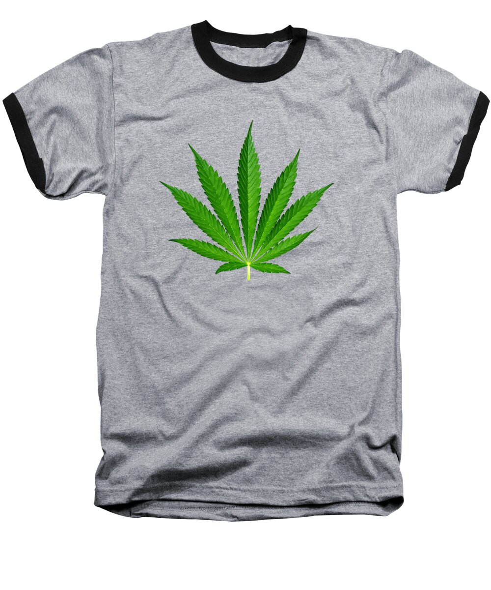 Cannabis Baseball T-Shirt featuring the photograph 9-Point Cannabis Leaf White Background by Luke Moore