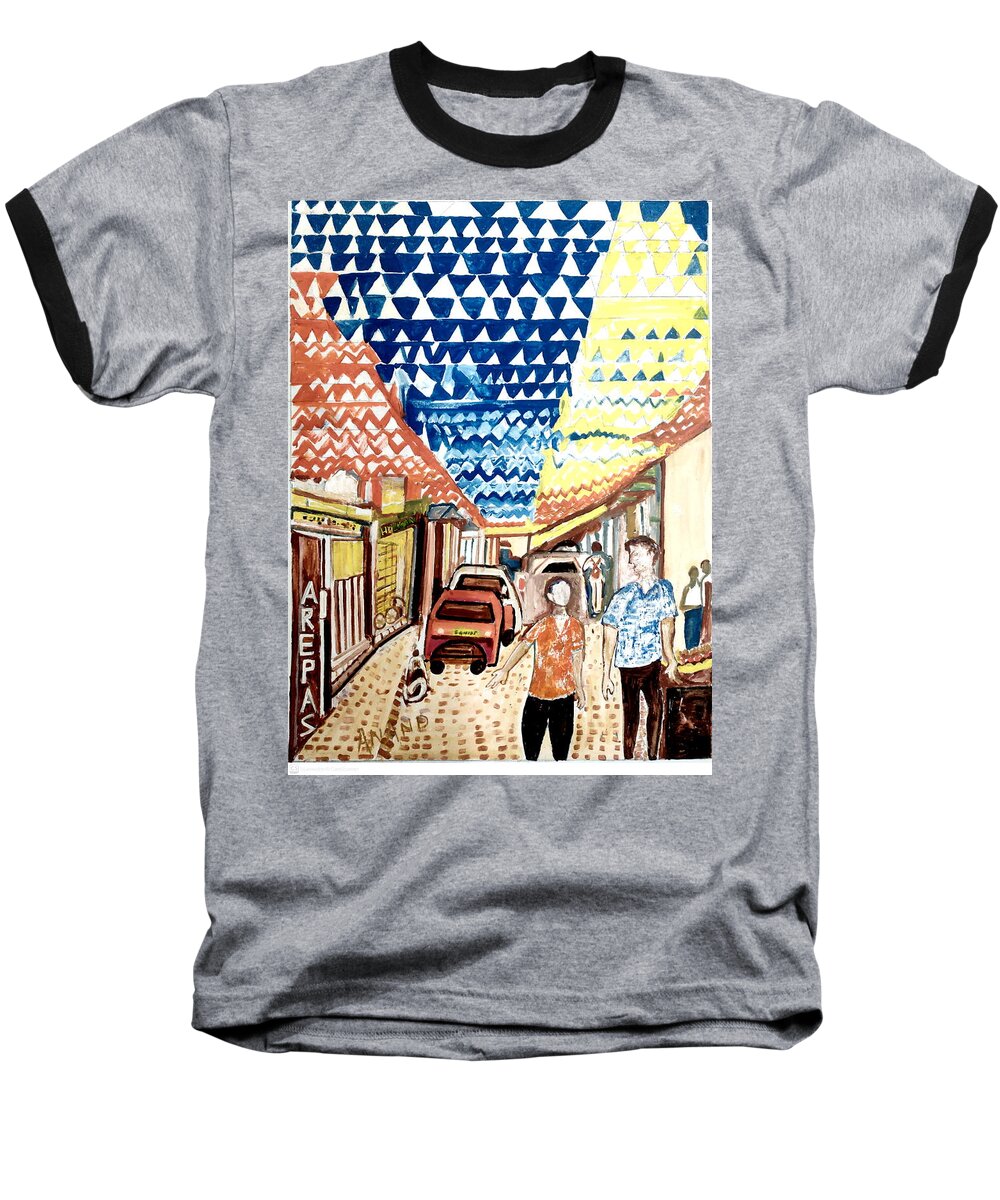 Cityscapes Baseball T-Shirt featuring the photograph A Colorful Street by Anand Swaroop Manchiraju