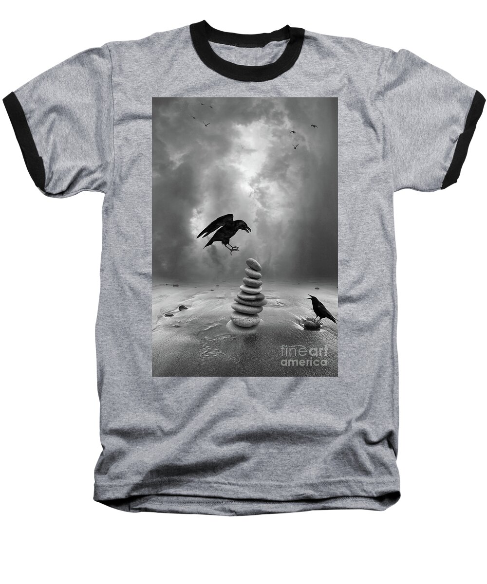 Crow Baseball T-Shirt featuring the photograph A Day at the Beach by Jim Hatch