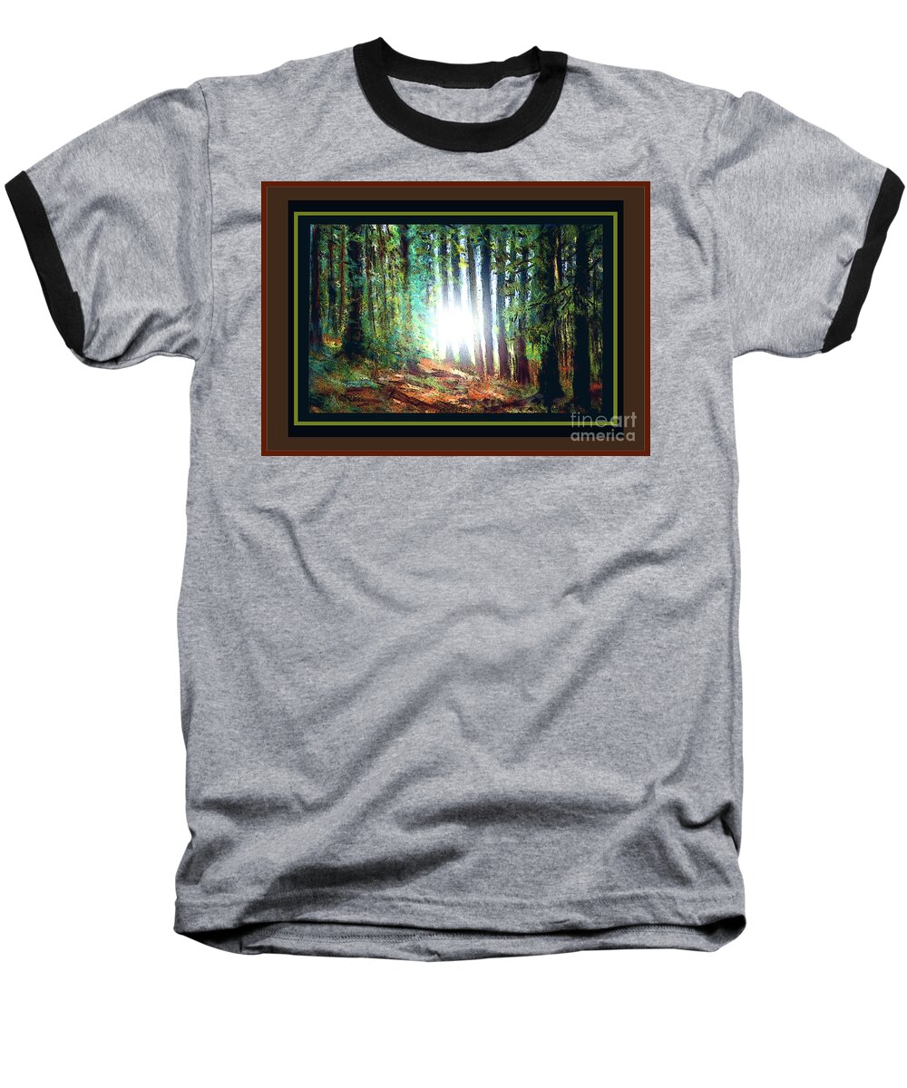  Baseball T-Shirt featuring the photograph A Light in the Forest by Shirley Moravec