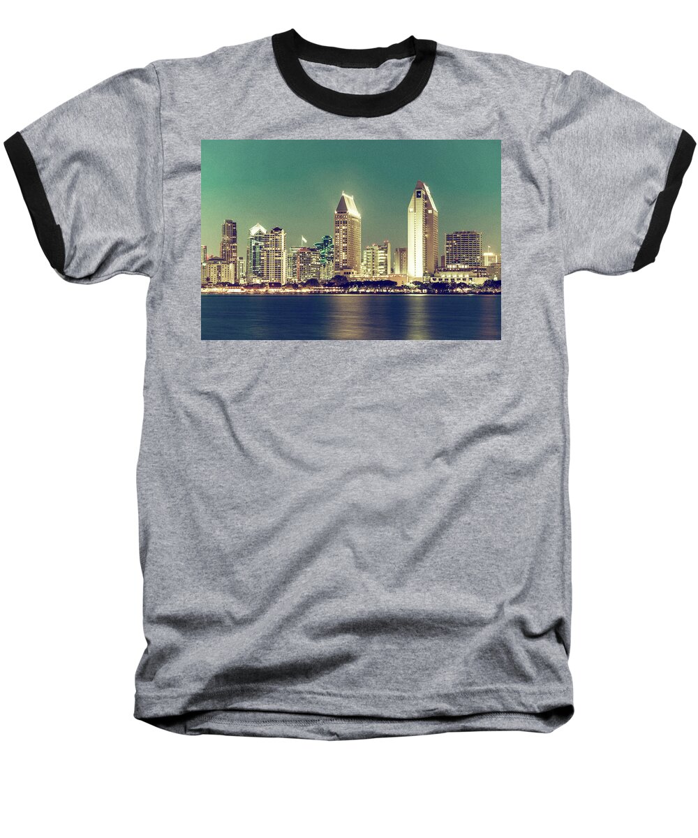 San Diego Baseball T-Shirt featuring the photograph San Diego Skyline Vintage by Joseph S Giacalone