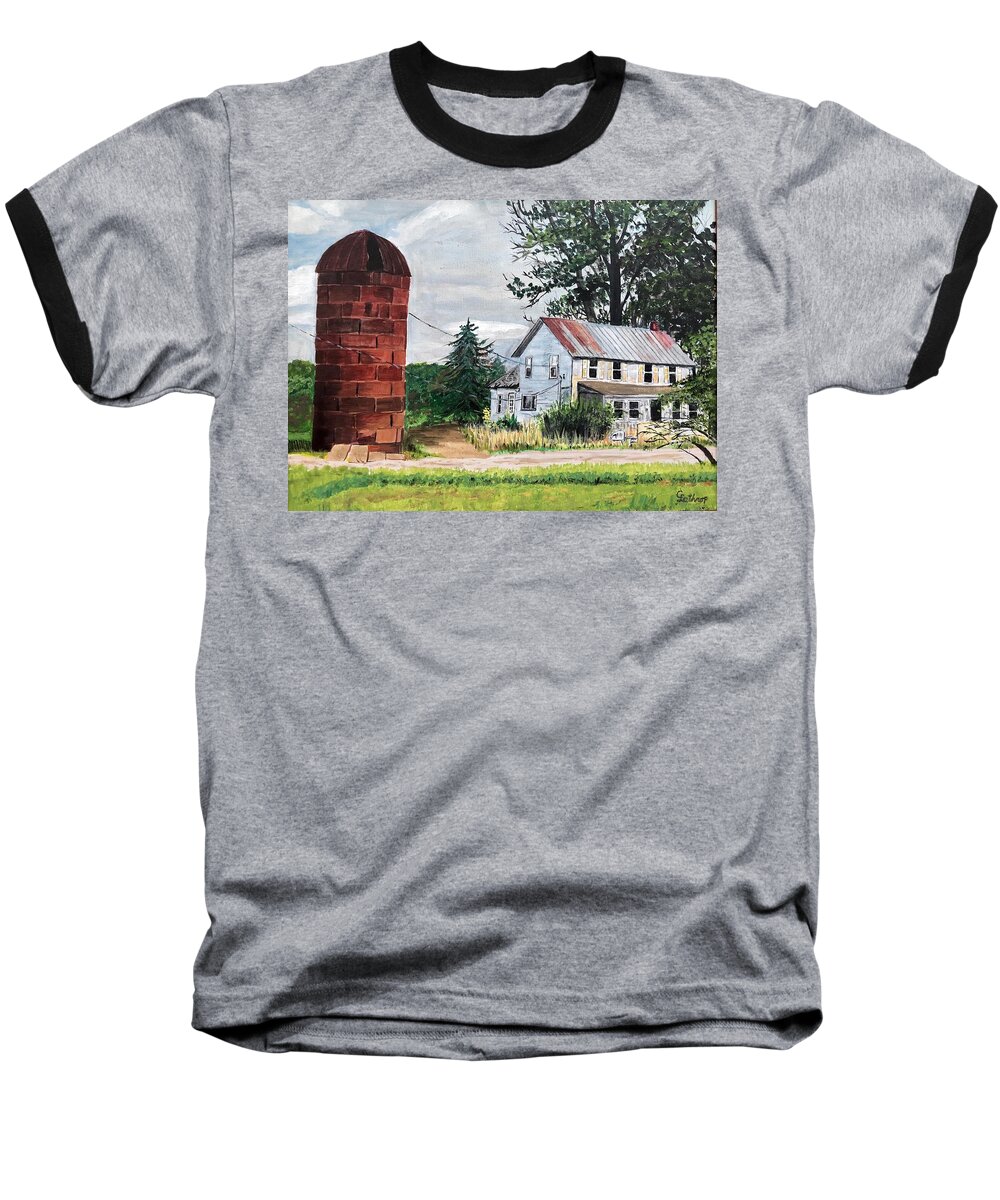 Farn Baseball T-Shirt featuring the painting Abandoned by Christine Lathrop