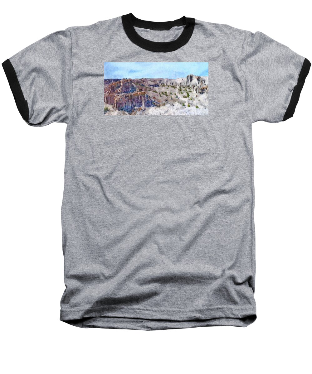 Landscape Baseball T-Shirt featuring the digital art Abiquiu White Place by Aerial Santa Fe