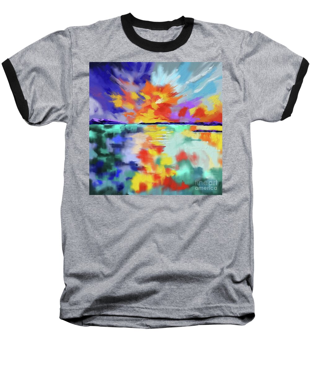 Abstrack Seascape Baseball T-Shirt featuring the painting Abstrack Seascape by Tim Gilliland