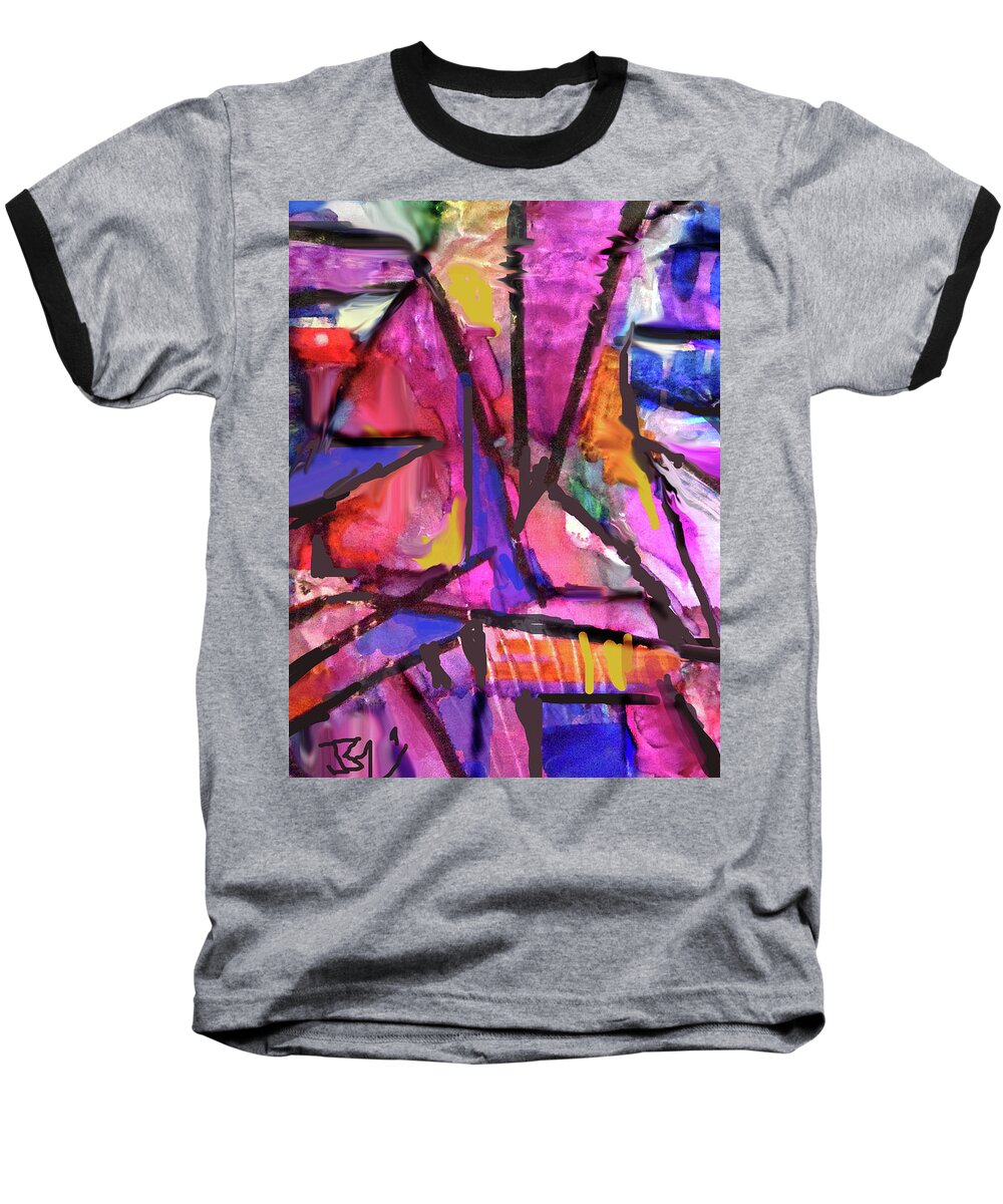 Colorful Abstract Baseball T-Shirt featuring the painting Abstract 11-2021 by Jean Batzell Fitzgerald