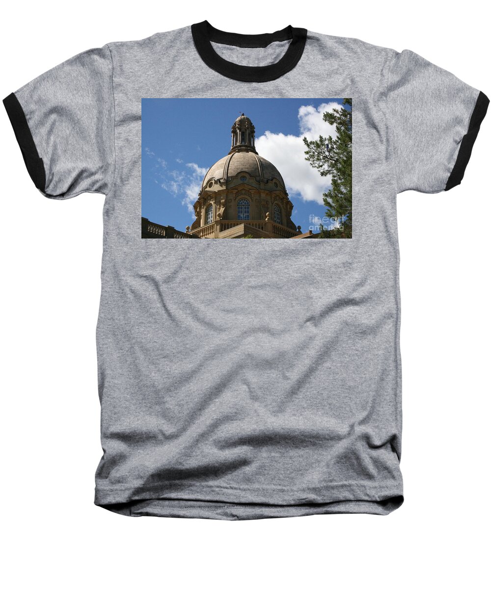 Edmonton Baseball T-Shirt featuring the photograph Alberta Legislature Building by Mary Mikawoz