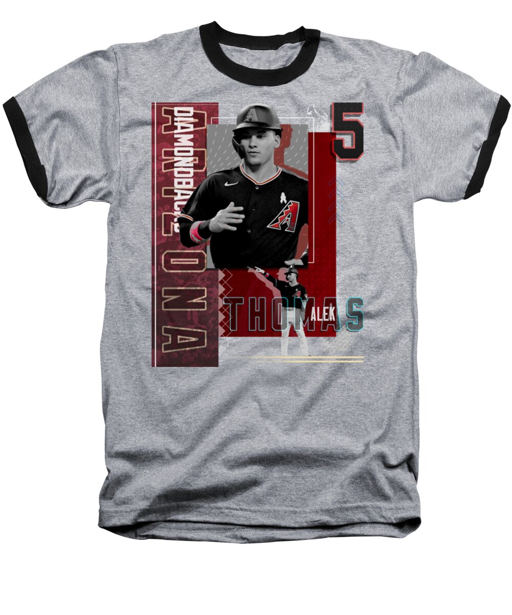 Football Baseball T-Shirt featuring the digital art Alek Thomas Baseball Paper Poster Diamondbacks 2 by Kelvin Kent
