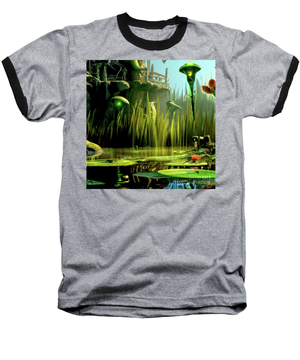 Alien Baseball T-Shirt featuring the digital art Alien Pond by JB Thomas
