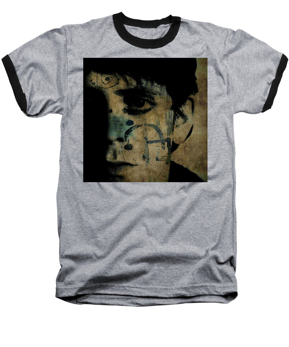 Lou Reed Baseball T-Shirt featuring the mixed media All Tomorrow's Parties by Paul Lovering