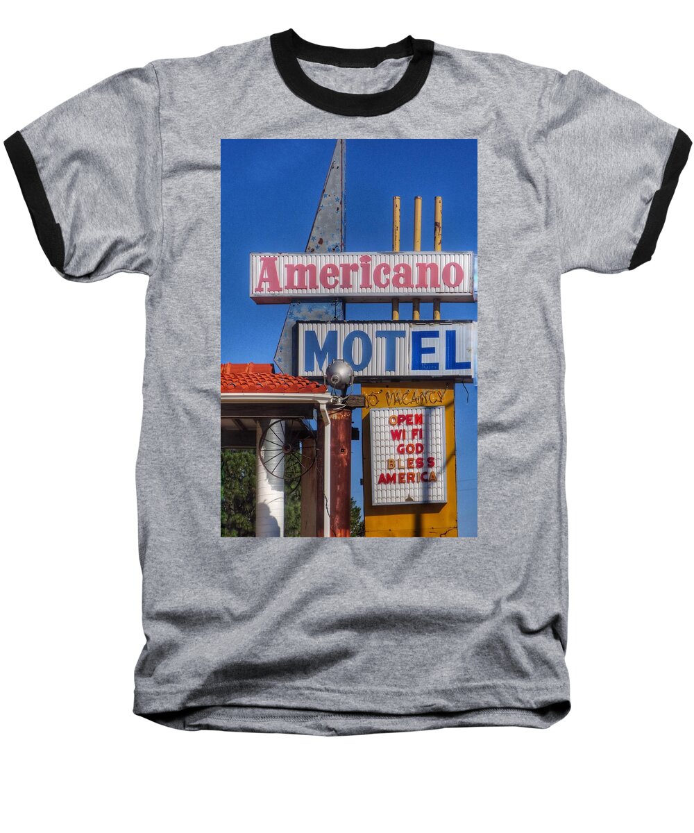 Vintage Sign Baseball T-Shirt featuring the photograph Americano Motel by Gia Marie Houck
