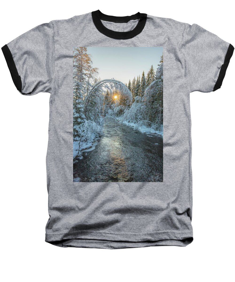 Sunrise Baseball T-Shirt featuring the photograph And we bow before you by Rose-Marie Karlsen