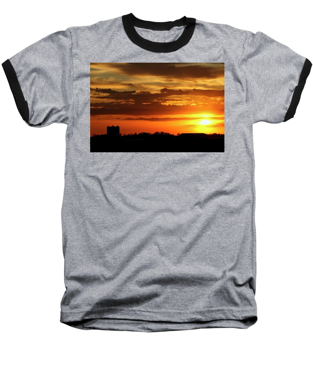 Print Baseball T-Shirt featuring the photograph Another Prairie Sunset by Ryan Crouse