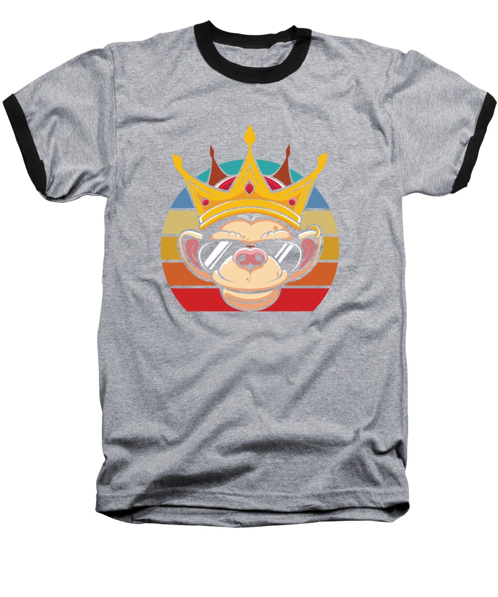 King Monkey Baseball T-Shirt featuring the digital art Apes Gorilla Wildlife Animals Zoo Zookeepers Gift King Monkey by Thomas Larch