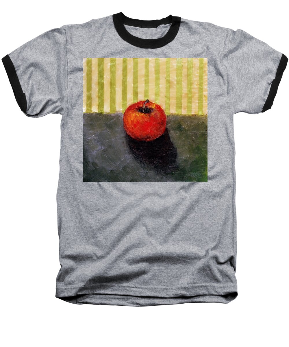 Apple Baseball T-Shirt featuring the painting Apple Still Life with Grey and Olive by Michelle Calkins