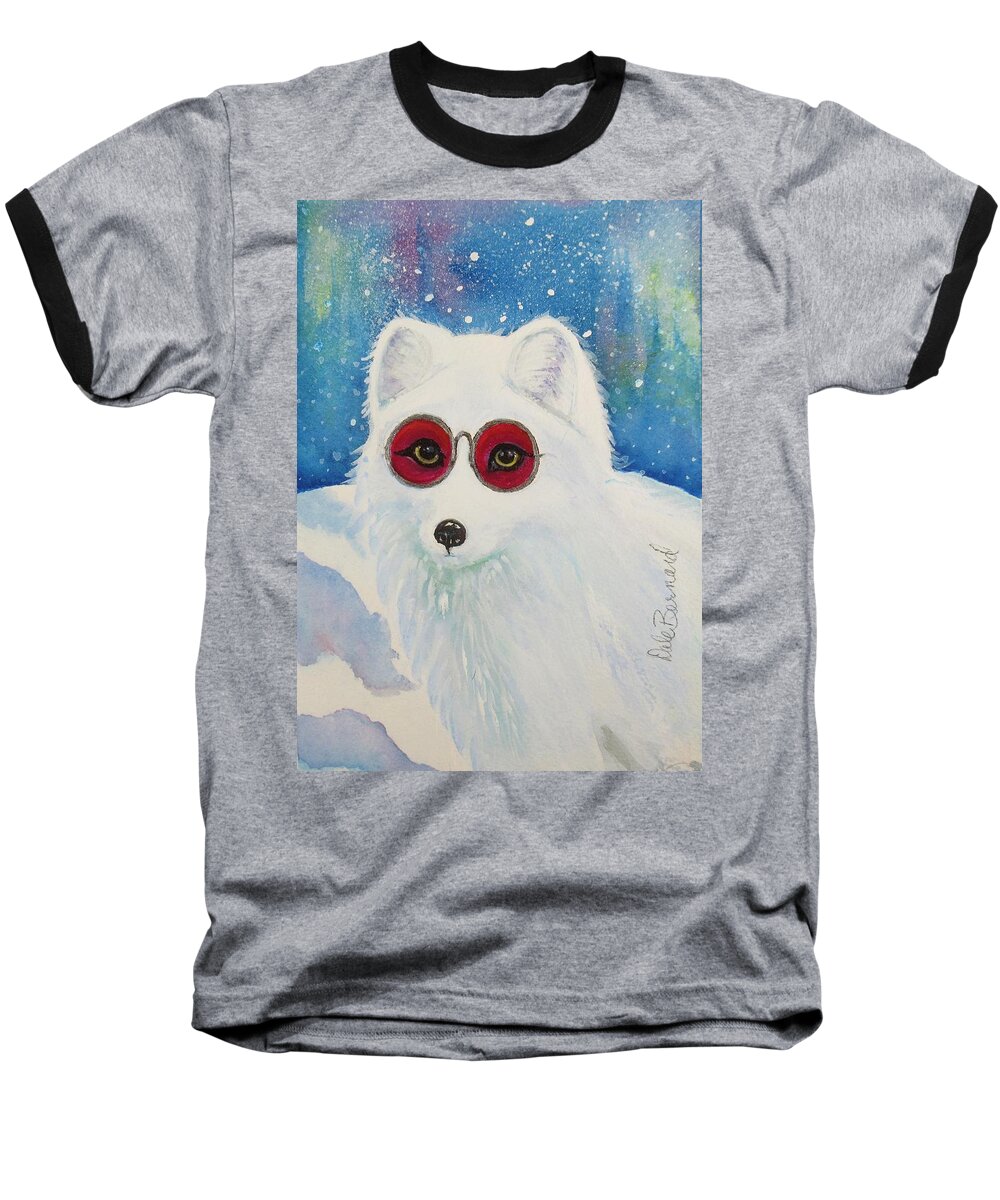Antartica Baseball T-Shirt featuring the painting Arti, The Cool Fox by Dale Bernard