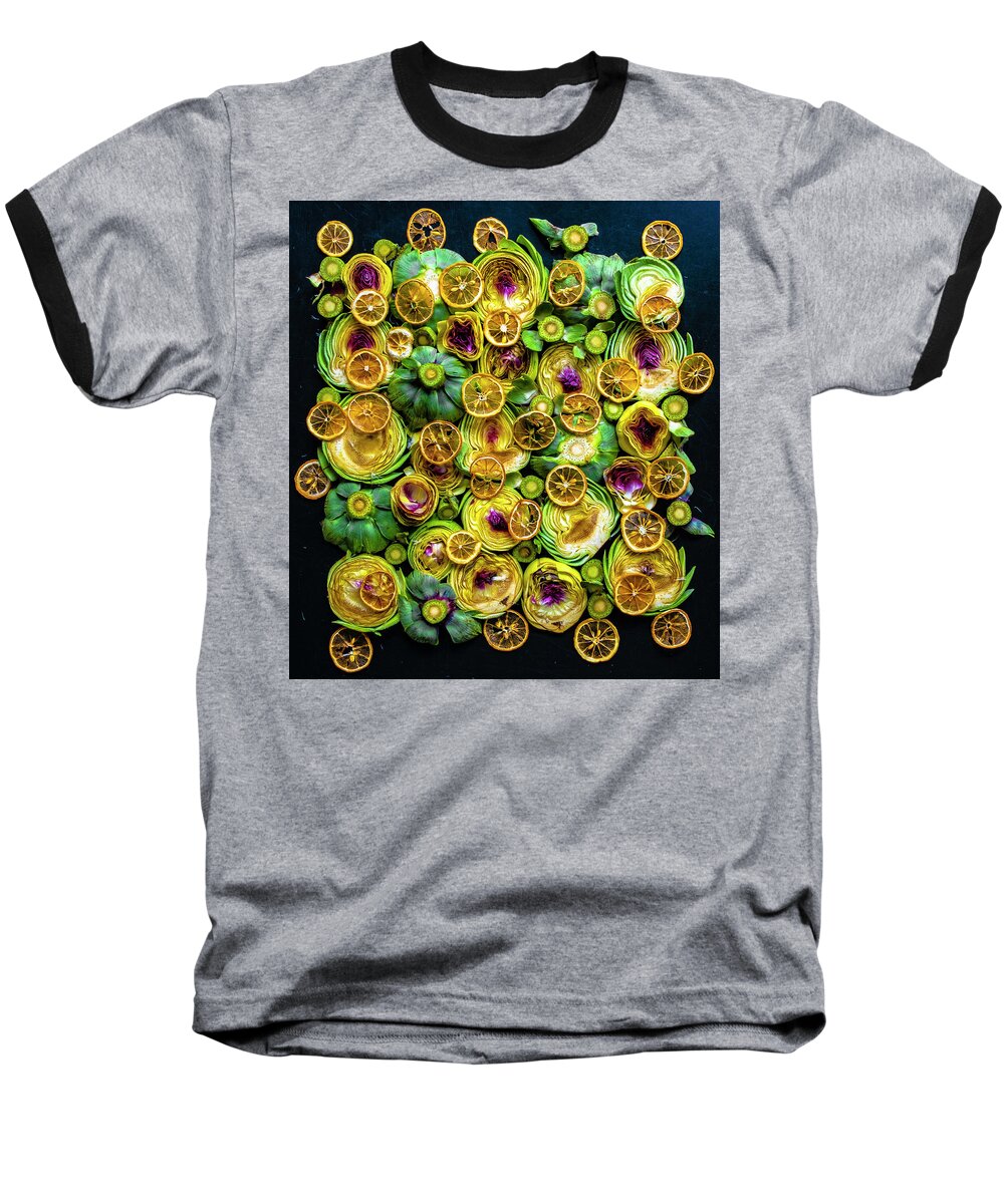 Artichokes And Lemons Baseball T-Shirt featuring the photograph Artichokes and Lemons by Sarah Phillips