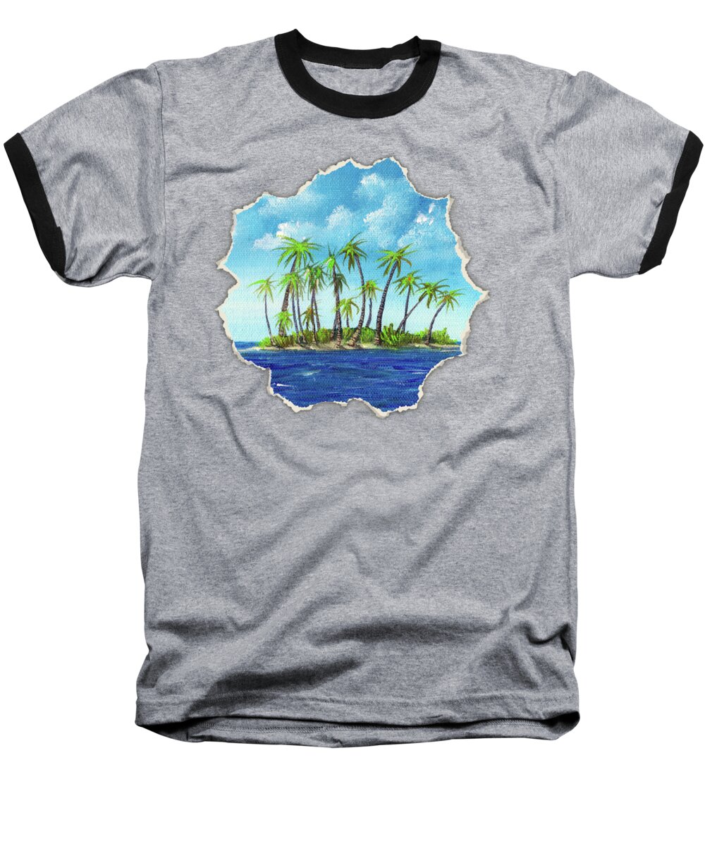 Little Baseball T-Shirt featuring the painting Little Island by Anastasiya Malakhova