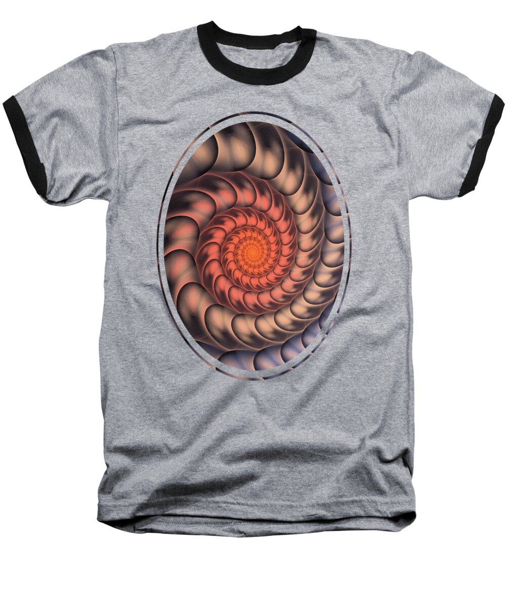Spiral Baseball T-Shirt featuring the digital art Spiral Shell by Anastasiya Malakhova