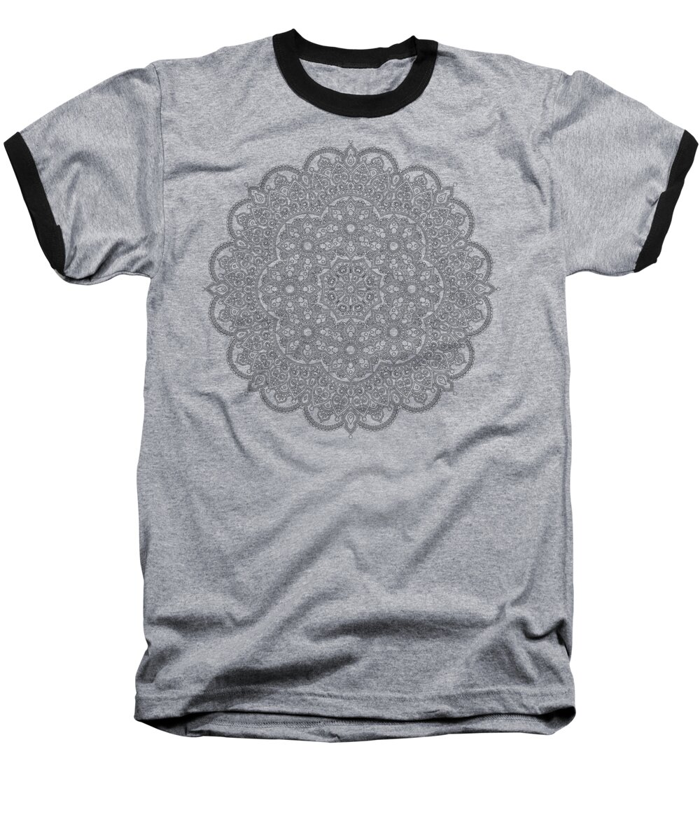 Temple Baseball T-Shirt featuring the mixed media Temple Mandala by Movie Poster Prints