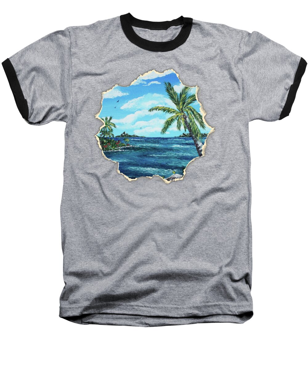 Malakhova Baseball T-Shirt featuring the painting Caribbean Shore by Anastasiya Malakhova