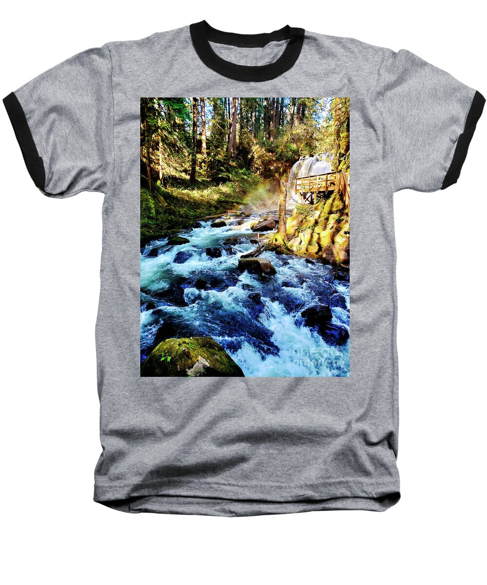 Water Baseball T-Shirt featuring the photograph At The Top 2- McDowell Falls by Janie Johnson