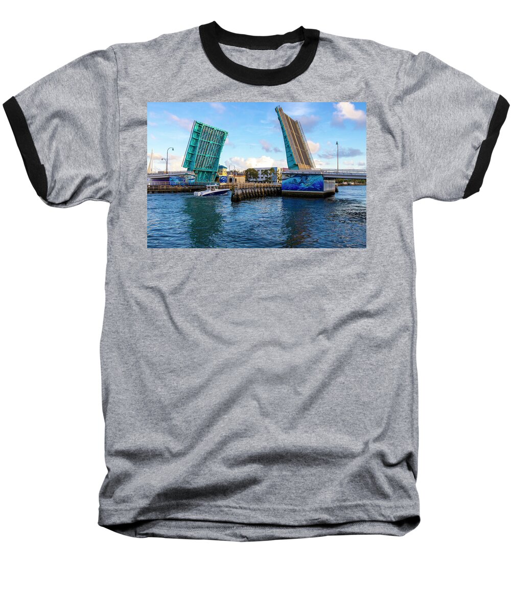 Bridge Baseball T-Shirt featuring the photograph Atlantic Blvd Draw Bridge by Blair Damson