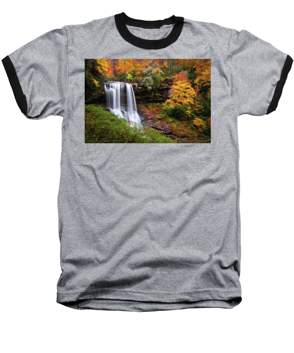 Waterfalls Baseball T-Shirt featuring the photograph Autumn at Dry Falls - Highlands NC Waterfalls by Dave Allen