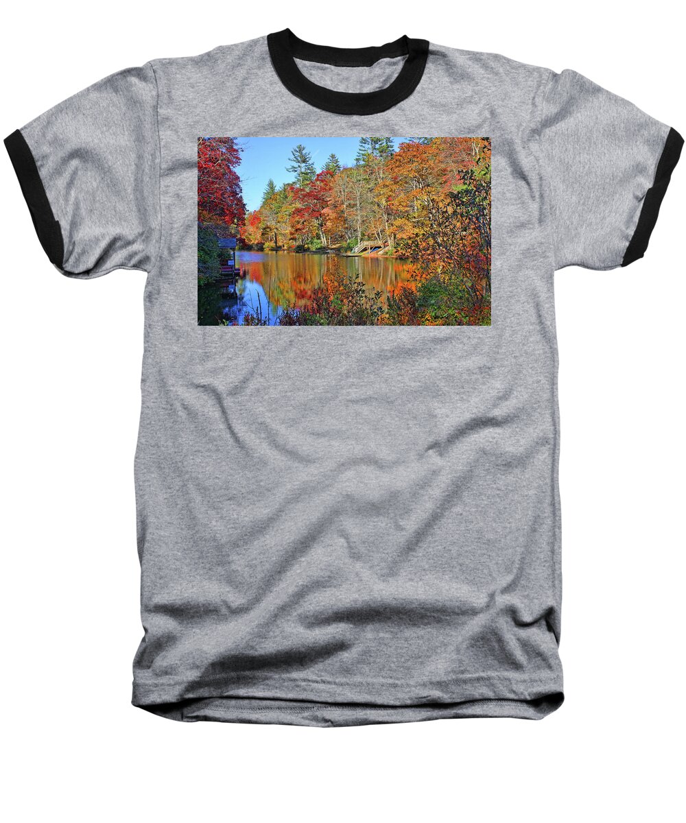 Lake Sequoyah Baseball T-Shirt featuring the photograph Autumn At The Lake 2 by HH Photography of Florida