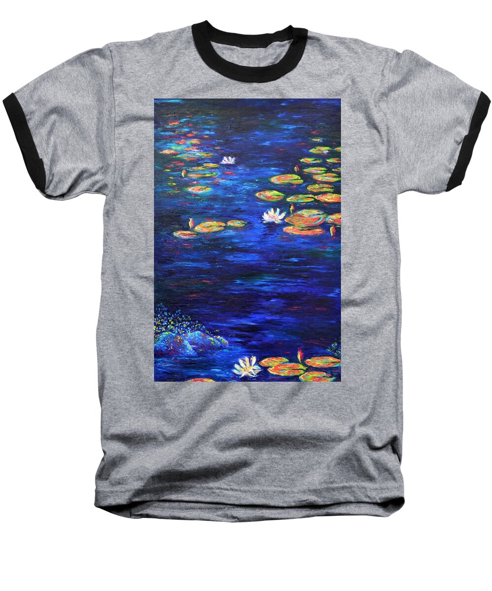 Pond Baseball T-Shirt featuring the painting Autumn Lilies by Elizabeth Cox
