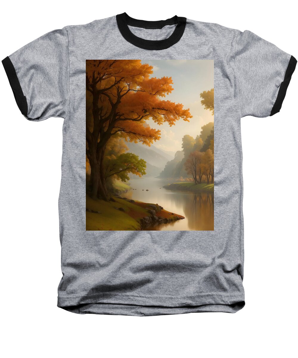 Autumn Baseball T-Shirt featuring the digital art Autumn Scene by Mark Greenberg