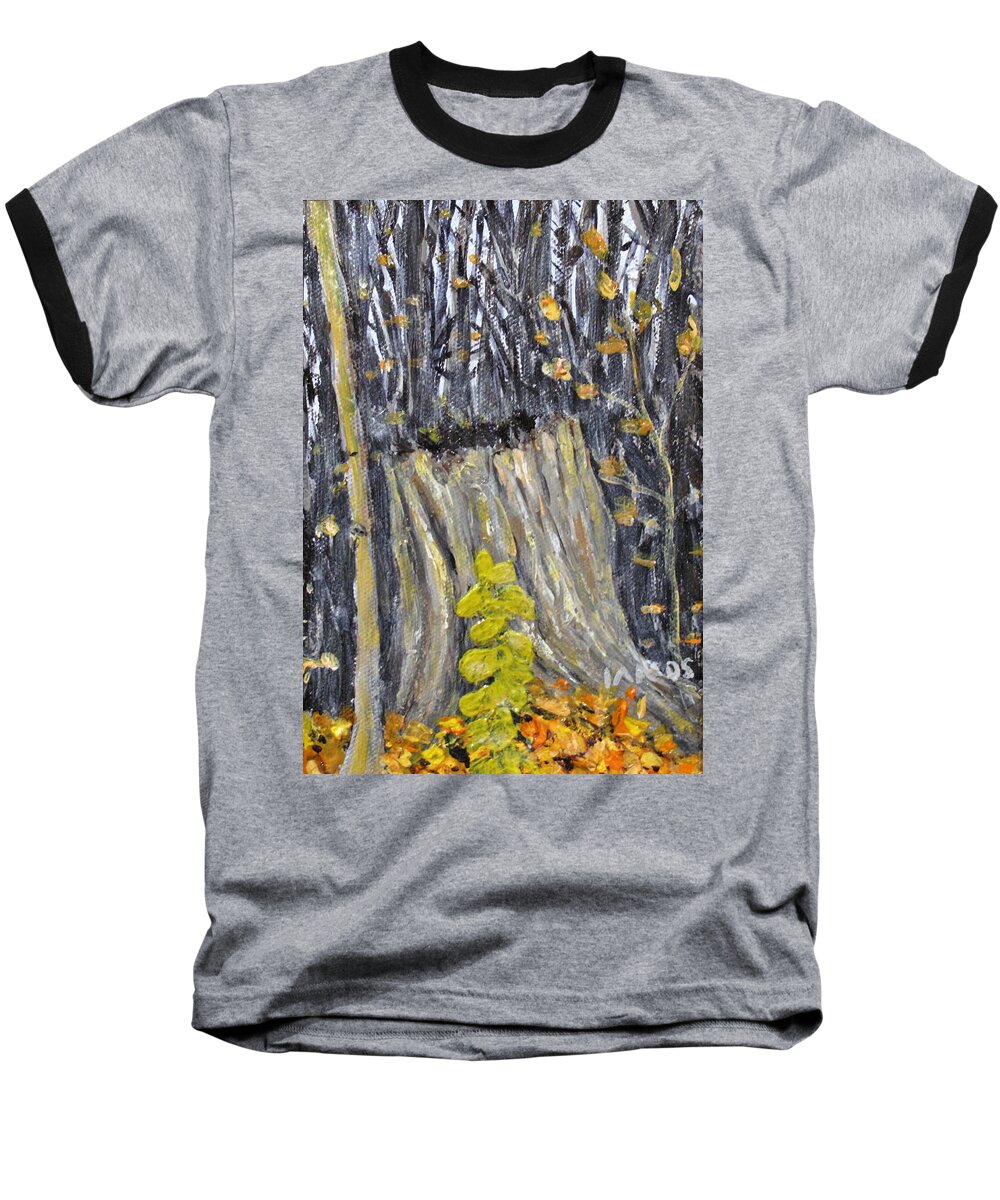 Stump Baseball T-Shirt featuring the painting Autumn Stump by Ian MacDonald
