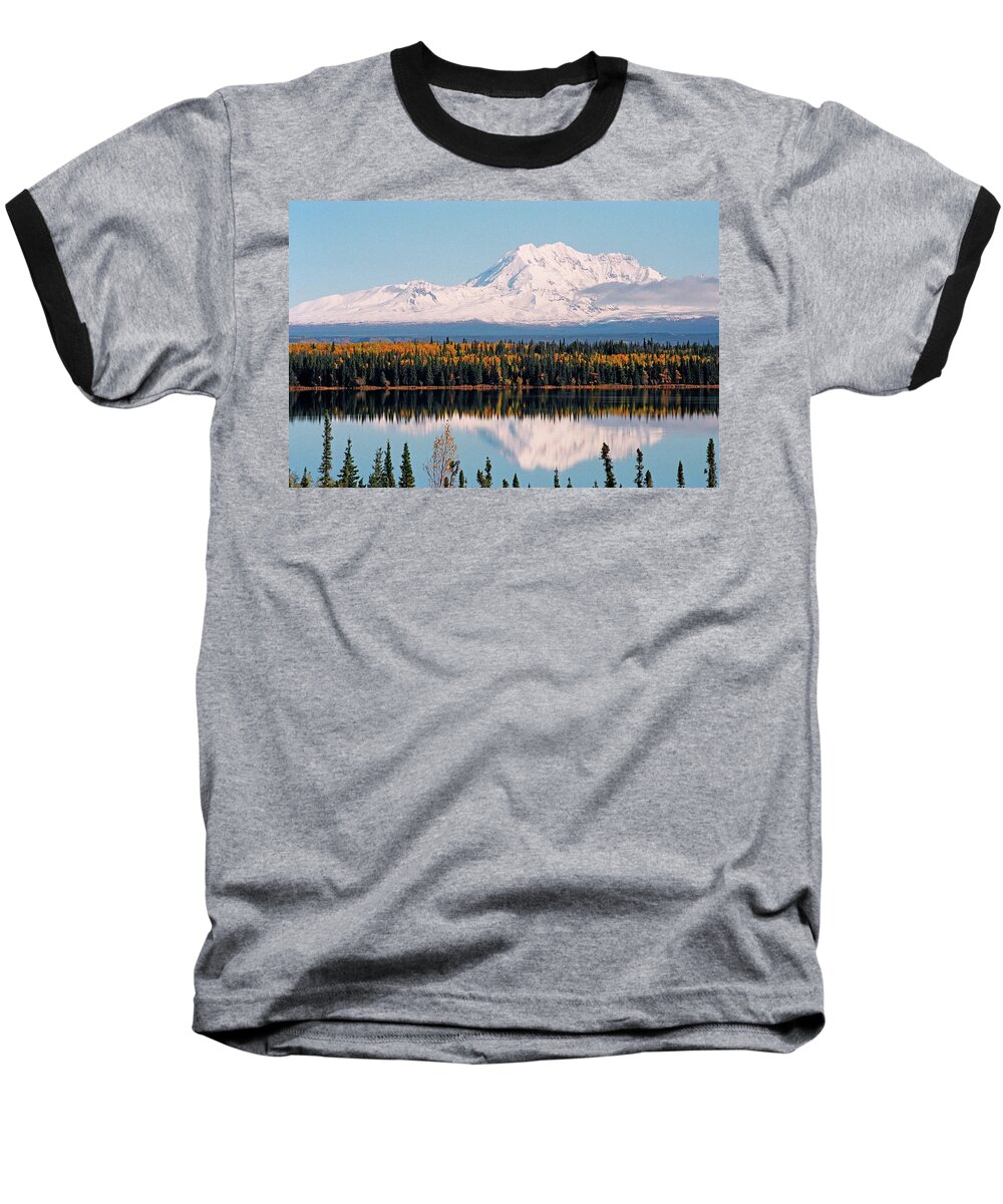 Alaska Baseball T-Shirt featuring the photograph Autumn View of Mt. Drum - Alaska by Juergen Weiss