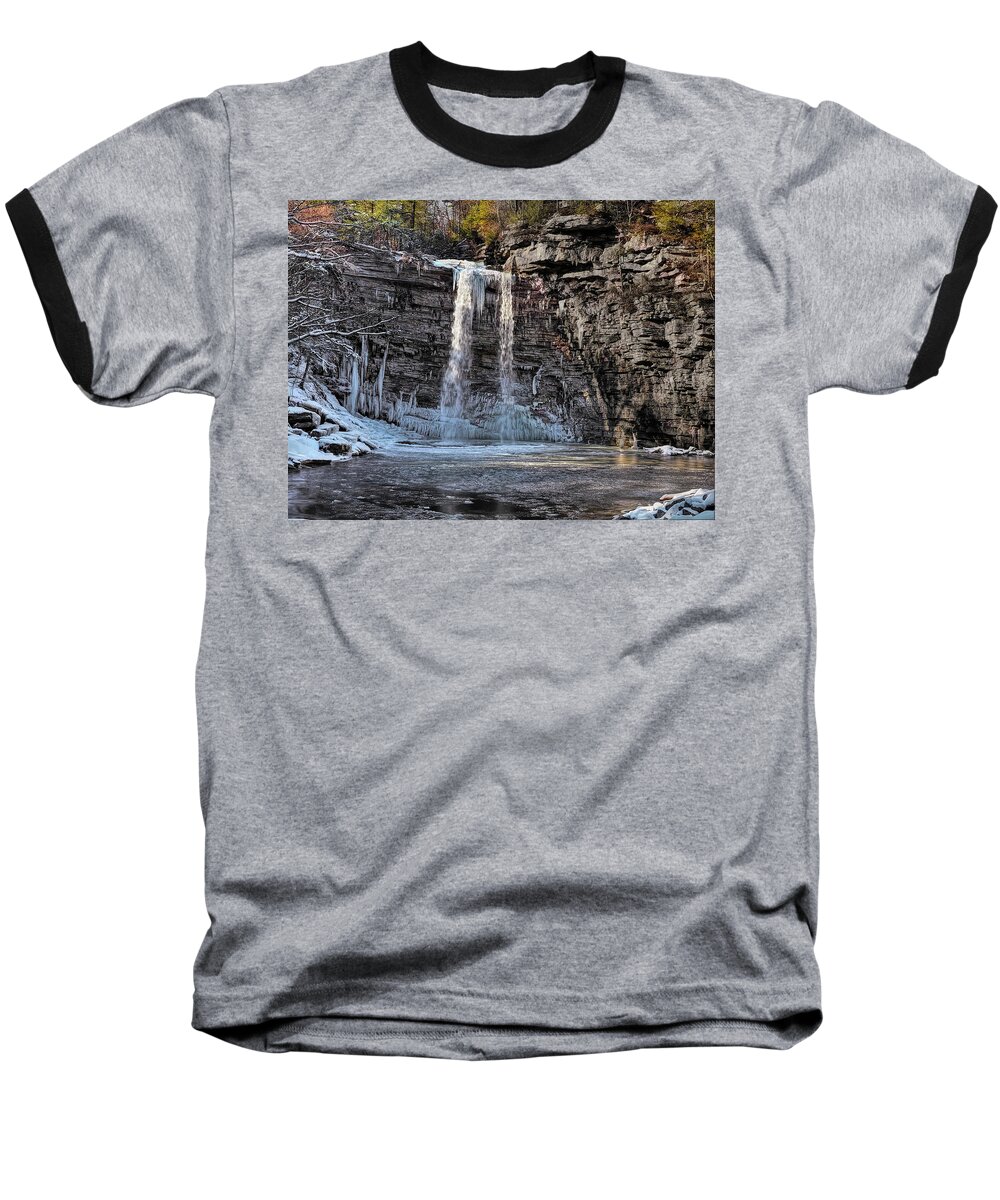 Awostig Falls Baseball T-Shirt featuring the digital art Awostig Falls In December by Bearj B Photo Art