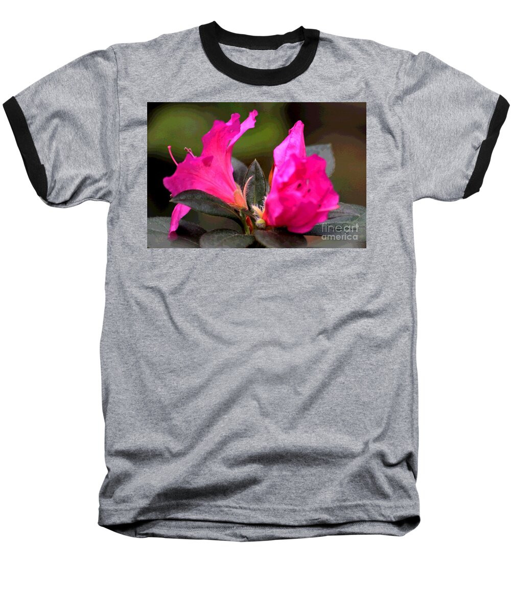   Zalea Baseball T-Shirt featuring the photograph Azalea Hot Pink Azalea Blossoms Artistic Rendition by Philip And Robbie Bracco