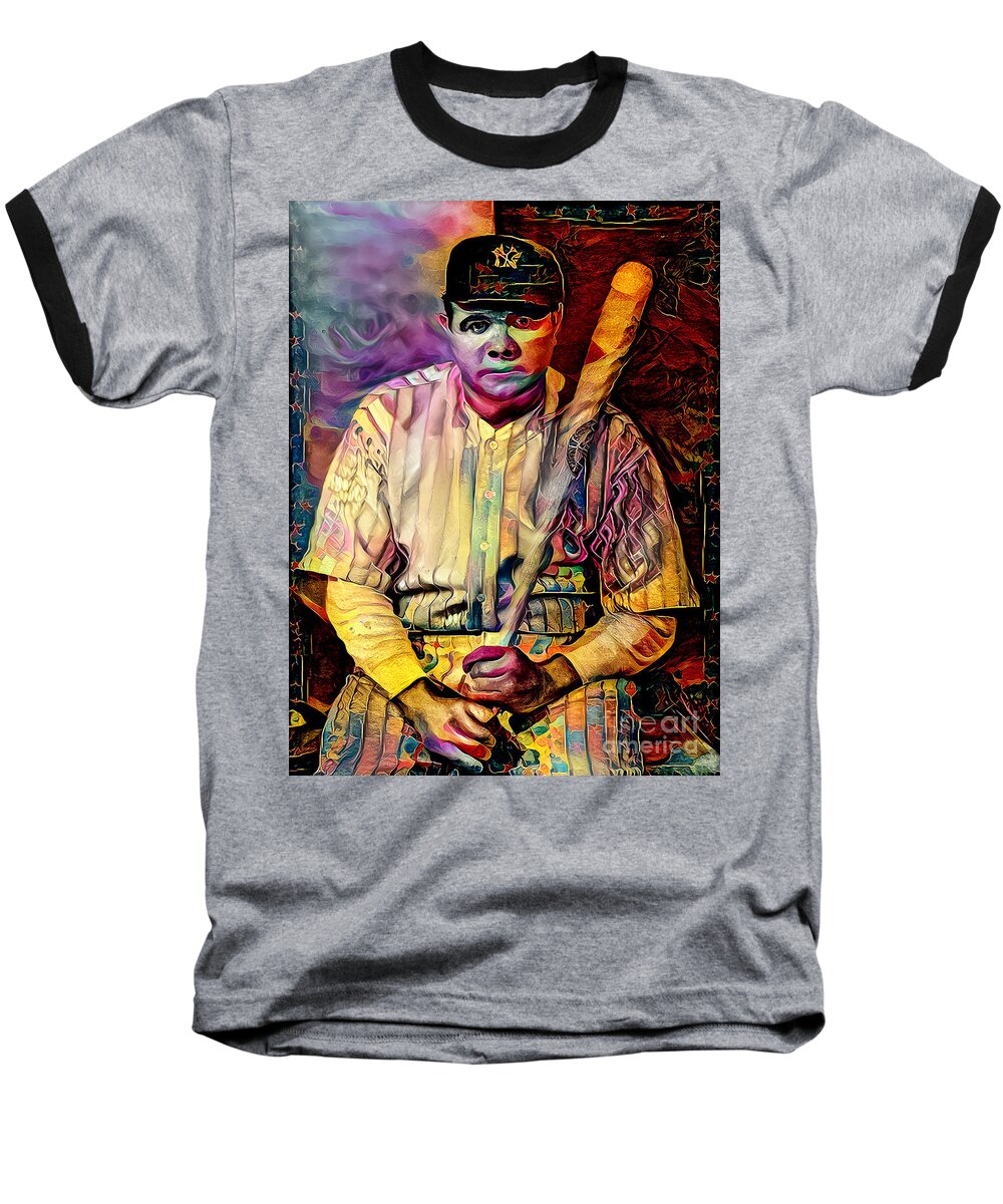 Wingsdomain Baseball T-Shirt featuring the photograph Babe Ruth The Lost Baseball Card 20210917 by Wingsdomain Art and Photography
