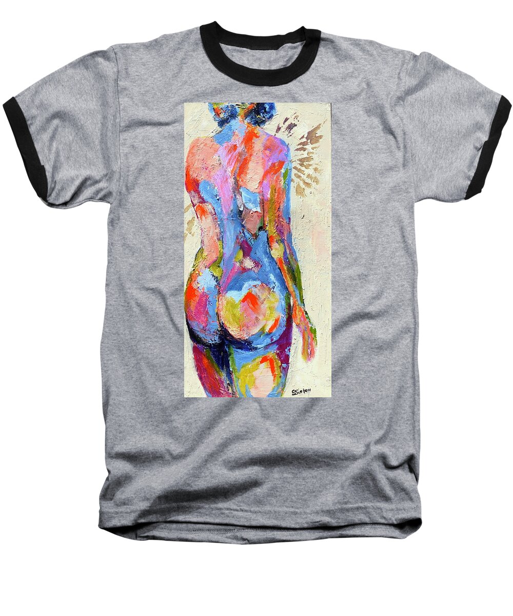 Figurative Baseball T-Shirt featuring the painting Barely There by Sharon Sieben