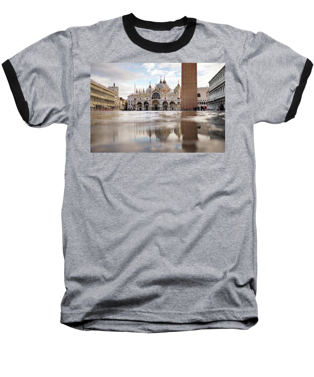 Fine Art Baseball T-Shirt featuring the photograph B_00899 - Basilica of St Mark Square, Venice by Marco Missiaja