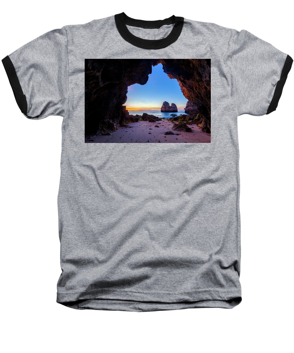 Atlantic Ocean Baseball T-Shirt featuring the photograph Beach Cave by Evgeni Dinev