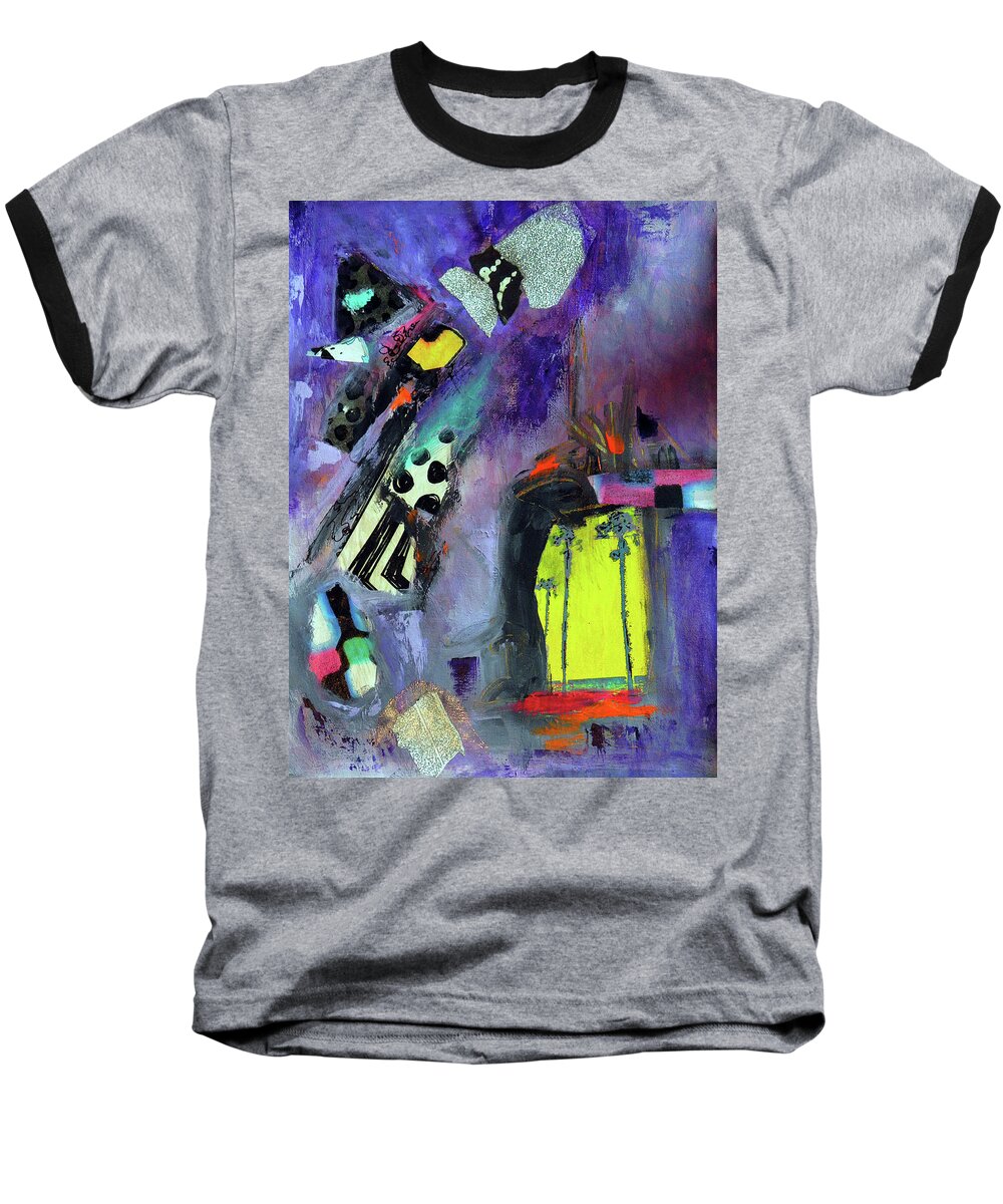 Abstract Art Baseball T-Shirt featuring the mixed media Beach Dreaming by Everette McMahan jr