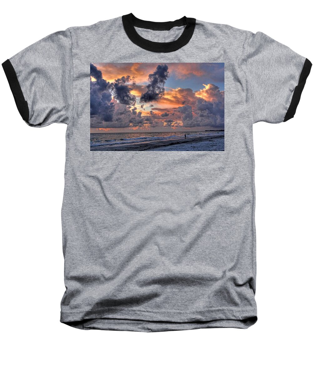 Beach Baseball T-Shirt featuring the photograph Beach Walk - Florida Seascape by HH Photography of Florida