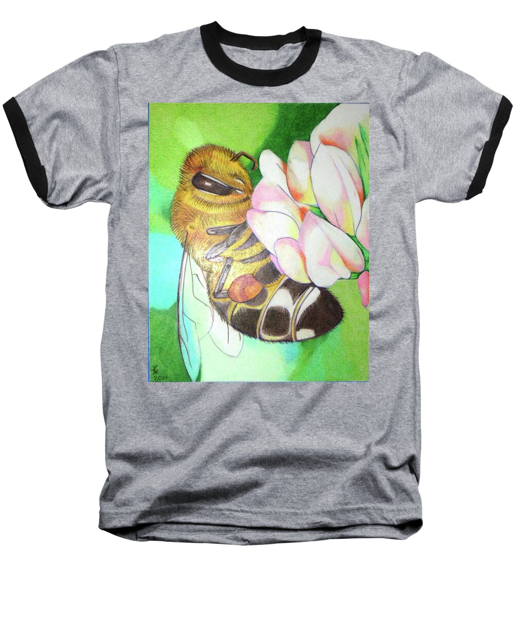  Baseball T-Shirt featuring the drawing Beginning of Spring by Loretta Nash