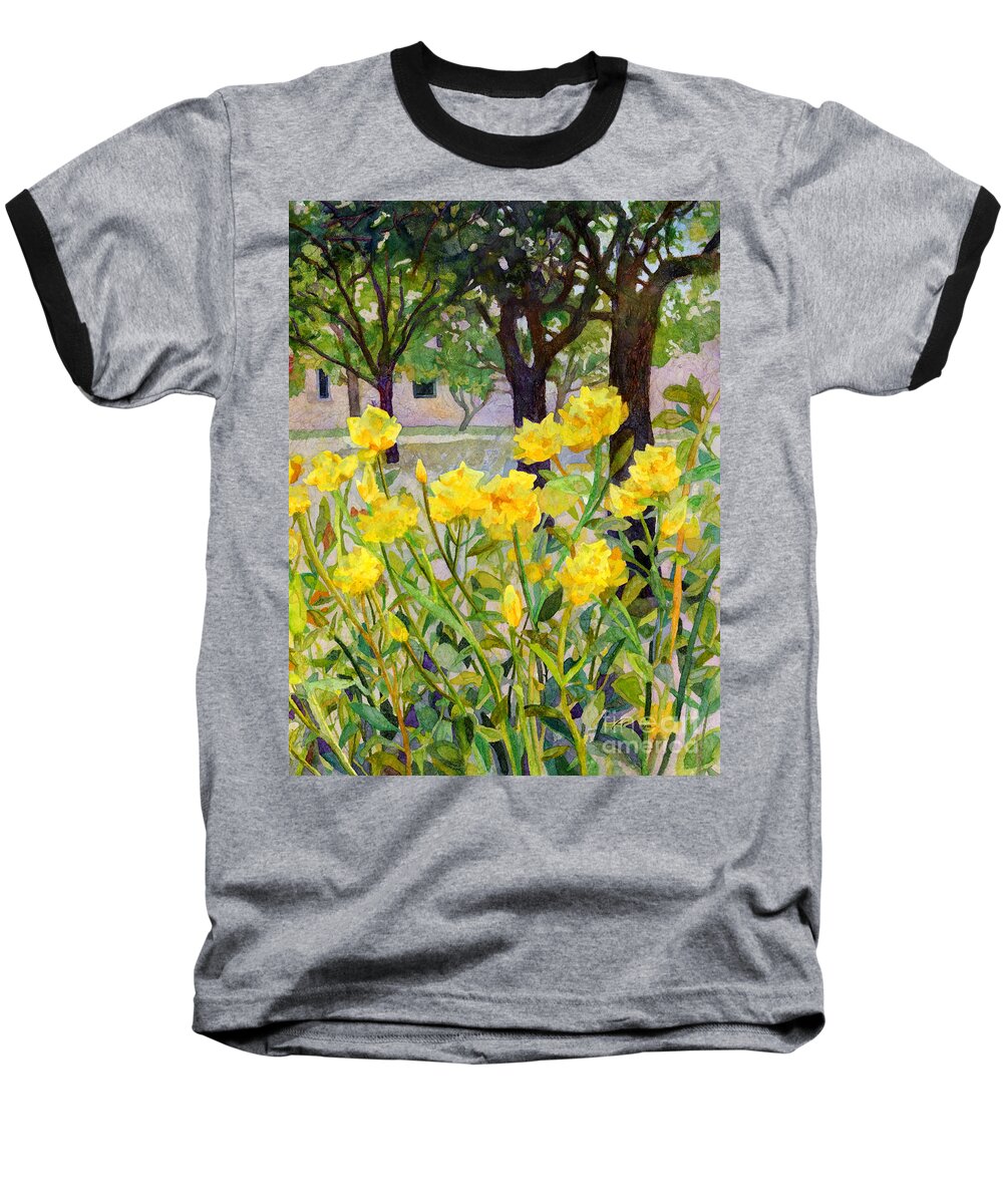 Tamu Baseball T-Shirt featuring the painting Beyond Rose Garden - In Bloom 2 by Hailey E Herrera