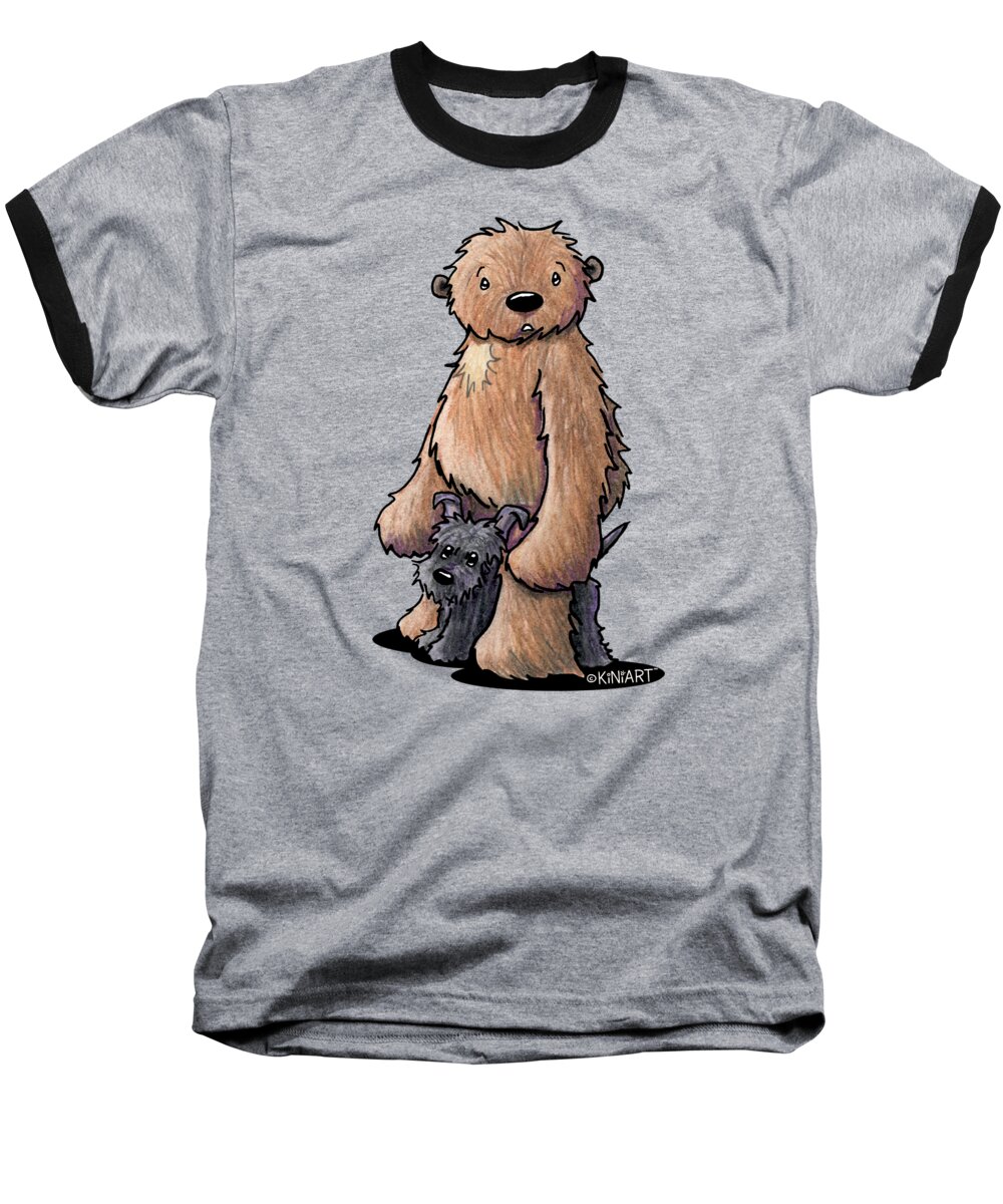 Bigfoot Baseball T-Shirt featuring the drawing Bigfoot and Scottie by Kim Niles aka KiniArt