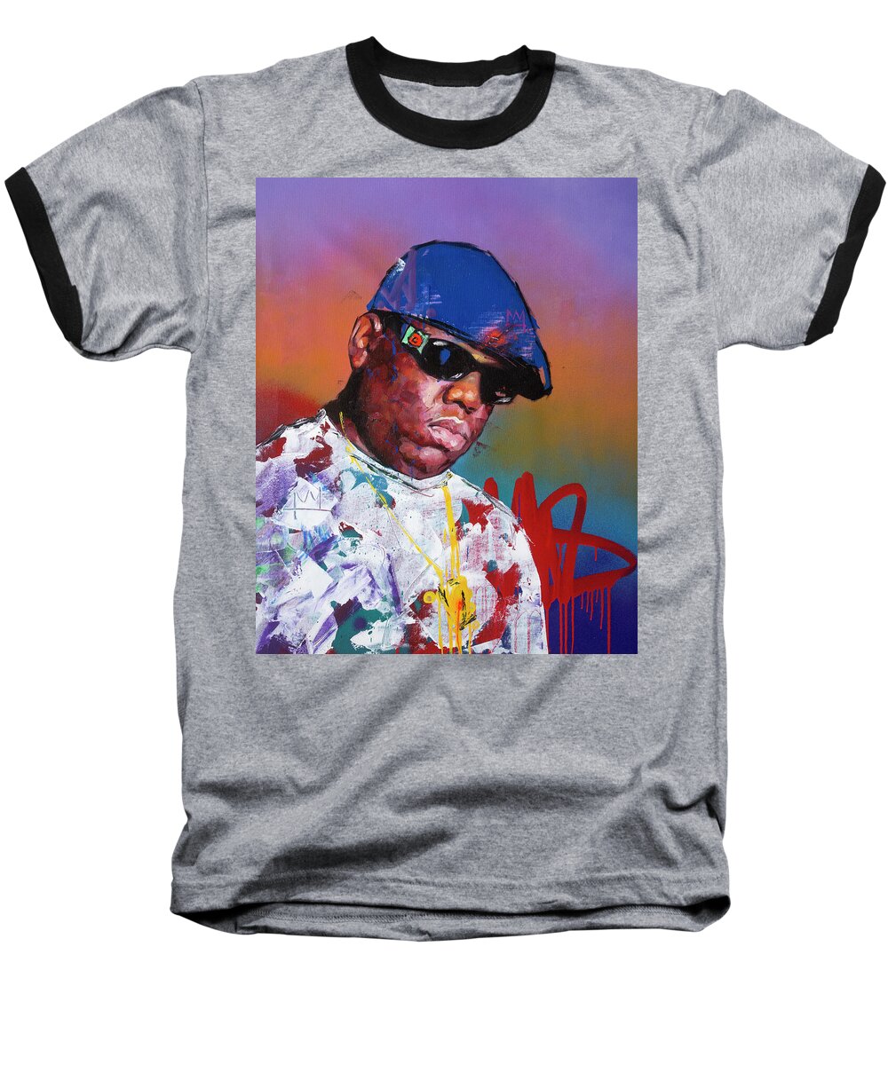 Biggie Baseball T-Shirt featuring the painting Biggie Smalls by Richard Day