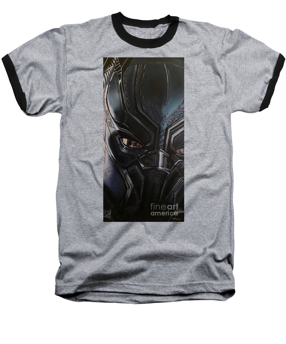 Black Panther Baseball T-Shirt featuring the painting Black Panther by Michael McKenzie