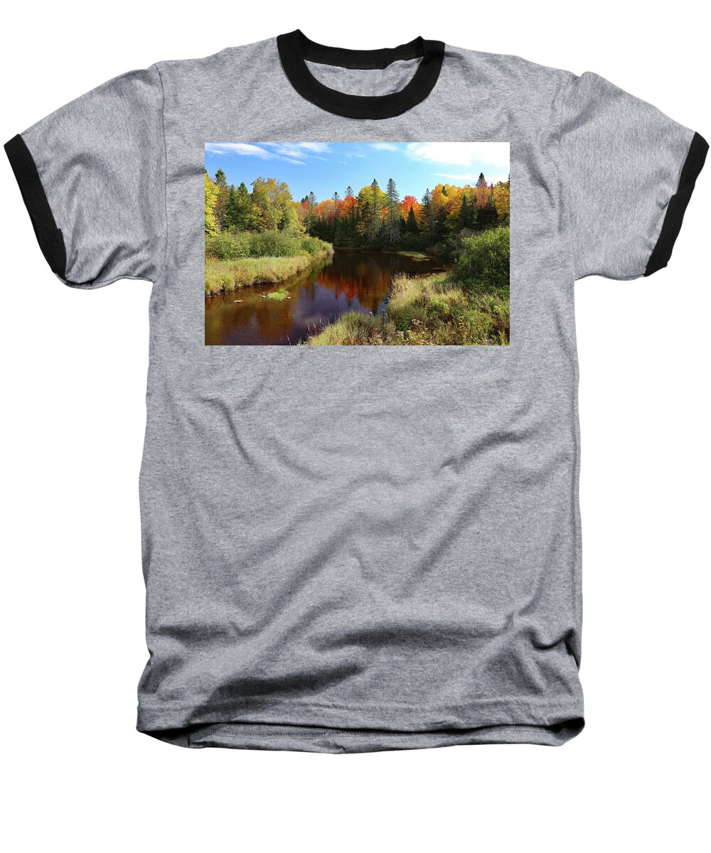 Black River Baseball T-Shirt featuring the photograph Black River Fall Color by Upper Lake